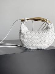 Mini Lambskin Handmade Woven Sardine Hobo Bag, Gold Bar Clutch, Luxury Crossbody & Shoulder Purse