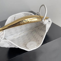 Mini Lambskin Handmade Woven Sardine Hobo Bag, Gold Bar Clutch, Luxury Crossbody & Shoulder Purse