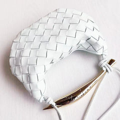 Mini Lambskin Handmade Woven Sardine Hobo Bag, Gold Bar Clutch, Luxury Crossbody & Shoulder Purse