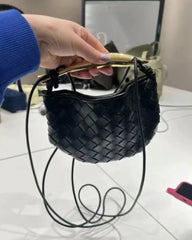 Mini Lambskin Handmade Woven Sardine Hobo Bag, Gold Bar Clutch, Luxury Crossbody & Shoulder Purse
