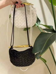 Mini Lambskin Handmade Woven Sardine Hobo Bag, Gold Bar Clutch, Luxury Crossbody & Shoulder Purse