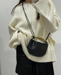 Mini Lambskin Handmade Woven Sardine Hobo Bag, Gold Bar Clutch, Luxury Crossbody & Shoulder Purse