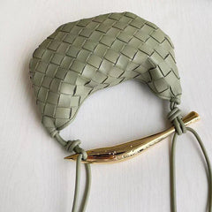 Mini Lambskin Handmade Woven Sardine Hobo Bag, Gold Bar Clutch, Luxury Crossbody & Shoulder Purse