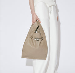 Minimalist & Versatile Soft Cowhide Leather Crossbody Bag with Lock Closure