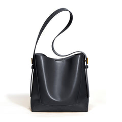 Minimalist Bucket Bag in Genuine Leather | Leather Shoulder Bag Gold Tone, Chic Crossbody Bag, Gift for Her