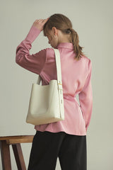 Minimalist Bucket Bag in Genuine Leather | Leather Shoulder Bag Gold Tone, Chic Crossbody Bag, Gift for Her