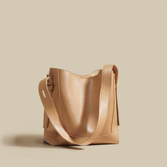 Minimalist Bucket Bag in Genuine Leather | Leather Shoulder Bag Gold Tone, Chic Crossbody Bag, Gift for Her