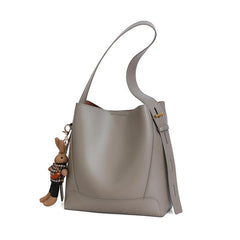 Minimalist Bucket Bag in Genuine Leather | Leather Shoulder Bag Gold Tone, Chic Crossbody Bag, Gift for Her