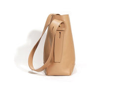Minimalist Bucket Bag in Genuine Leather | Leather Shoulder Bag Gold Tone, Chic Crossbody Bag, Gift for Her