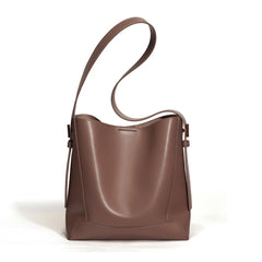 Minimalist Bucket Bag in Genuine Leather | Leather Shoulder Bag Gold Tone, Chic Crossbody Bag, Gift for Her