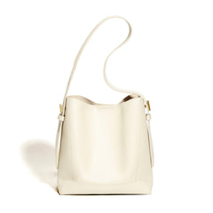 Minimalist Bucket Bag in Genuine Leather | Leather Shoulder Bag Gold Tone, Chic Crossbody Bag, Gift for Her