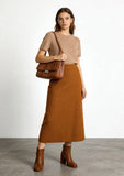 Minimalist Commuter Leather Shoulder Bag | Top Grain Cowhide Handbag with Twist-Lock Closure