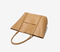 Minimalist Genuine Leather Tote Large Handbag, Top Handle Purse, Soft Leather Black Purse, Beige Leather Weekday Bag, Everyday Bag