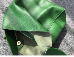 Minimalist Pebbled Cowhide Leather Bucket  Bag, Wide Shoulder Strap Bucket Bag
