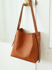 Minimalist Pebbled Leather Bucket Bag | Handcrafted Genuine Leather Shoulder Bag, Chic Crossbody Bag, Gift for Her