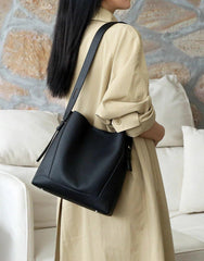 Minimalist Pebbled Leather Bucket Bag | Handcrafted Genuine Leather Shoulder Bag, Chic Crossbody Bag, Gift for Her