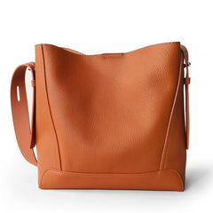 Minimalist Pebbled Leather Bucket Bag | Handcrafted Genuine Leather Shoulder Bag, Chic Crossbody Bag, Gift for Her