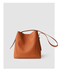 Minimalist Pebbled Leather Bucket Bag | Handcrafted Genuine Leather Shoulder Bag, Chic Crossbody Bag, Gift for Her