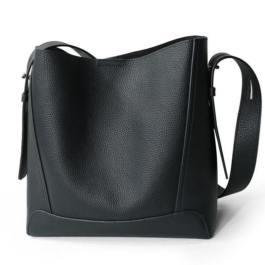 Minimalist Pebbled Cowhide Leather Bucket Bag | Handcrafted Leather Shoulder Bag, Chic Crossbody Bag, Gift for Her