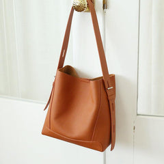 Minimalist Pebbled Leather Bucket Bag | Handcrafted Genuine Leather Shoulder Bag, Chic Crossbody Bag, Gift for Her