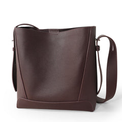 Minimalist Pebbled Cowhide Leather Bucket Bag | Handcrafted Leather Shoulder Bag, Chic Crossbody Bag, Gift for Her