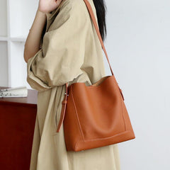 Minimalist Pebbled Leather Bucket Bag | Handcrafted Genuine Leather Shoulder Bag, Chic Crossbody Bag, Gift for Her