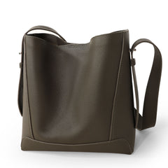 Minimalist Pebbled Cowhide Leather Bucket Bag | Handcrafted Leather Shoulder Bag, Chic Crossbody Bag, Gift for Her
