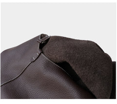 Minimalist Togo Cowhide Leather Hobo Tote: Handcrafted Leather Slouchy Bucket Bag