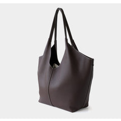 Minimalist Togo Cowhide Leather Hobo Tote: Handcrafted Leather Slouchy Bucket Bag