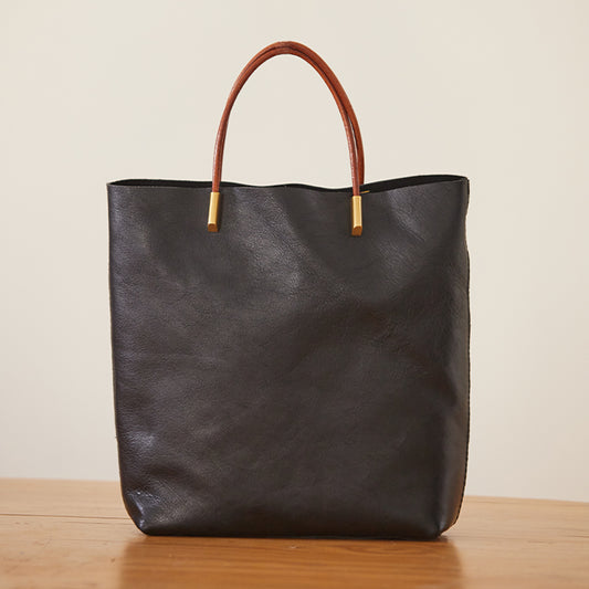 Minimalist Vintage  Cowhide Leather Bucket Bag,  HandmadeTote Shoulder Bag for Women, Elegant Everyday & Wedding Purse