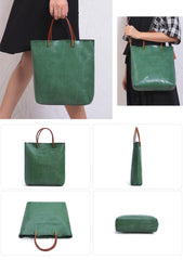 Minimalist Vintage  Cowhide Leather Bucket Bag,  HandmadeTote Shoulder Bag for Women, Elegant Everyday & Wedding Purse