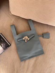 Minimalist & Versatile Soft Cowhide Leather Crossbody Bag with Lock Closure