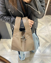 Minimalist & Versatile Soft Cowhide Leather Crossbody Bag with Lock Closure