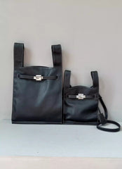 Minimalist & Versatile Soft Cowhide Leather Crossbody Bag with Lock Closure