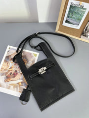 Minimalist & Versatile Soft Cowhide Leather Crossbody Bag with Lock Closure