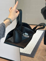 Minimalist & Versatile Soft Cowhide Leather Crossbody Bag with Lock Closure