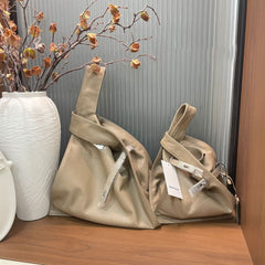 Minimalist & Versatile Soft Cowhide Leather Crossbody Bag with Lock Closure