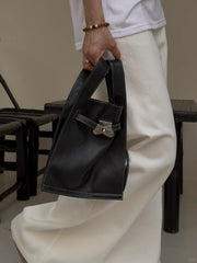 Minimalist & Versatile Soft Cowhide Leather Crossbody Bag with Lock Closure