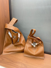 Minimalist & Versatile Soft Cowhide Leather Crossbody Bag with Lock Closure