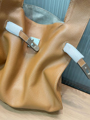 Minimalist & Versatile Soft Cowhide Leather Crossbody Bag with Lock Closure