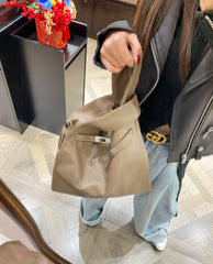 Minimalist & Versatile Soft Cowhide Leather Crossbody Bag with Lock Closure