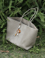 Summer Handwoven Cowhide Leather Tote Bag, Large Soft Slouchy Shoulder Bag, Lightweight Travel & Commuter Fashion Shopper Bag For Women
