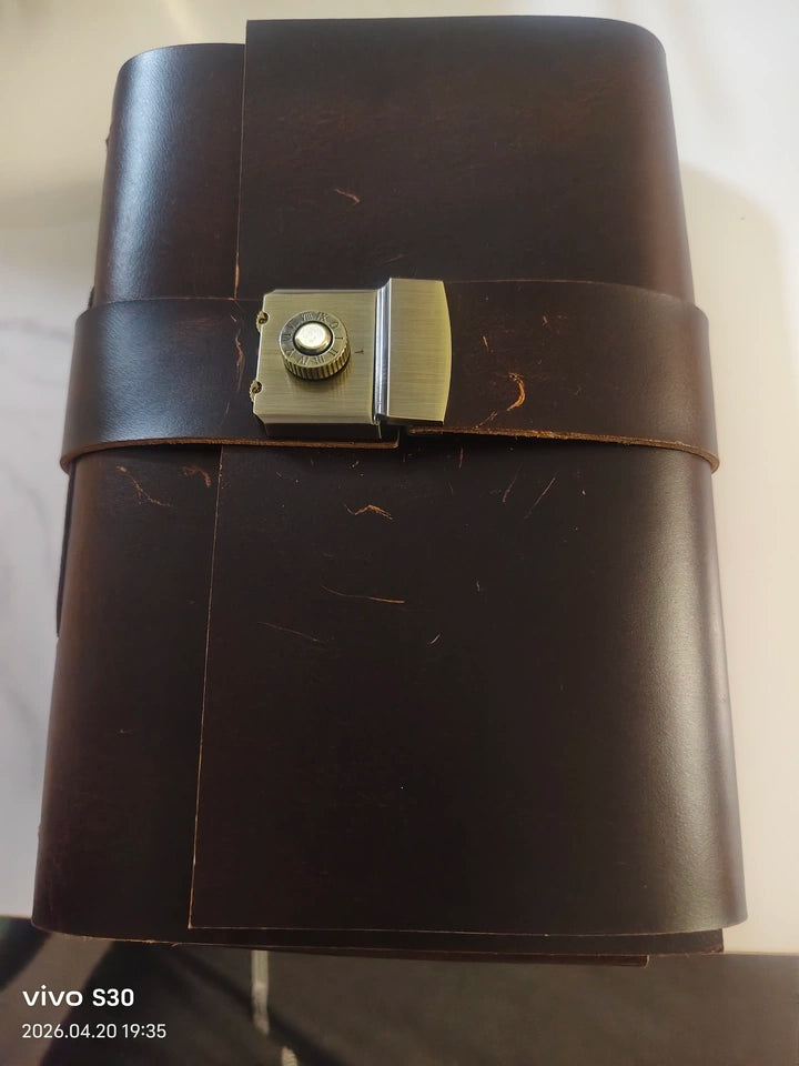 Vintage Leather Journal with Combination Lock | Handmade Full Grain Leather Diary Notebook