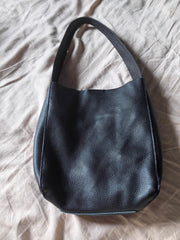 Minimalist Pebbled Cowhide Leather Bucket  Bag, Wide Shoulder Strap Bucket Bag