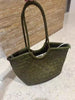 Handmade Woven Leather Tote Bag, Full Grain Leather Hand Woven Triple Jump Bamboo Ladies HoBo Bag, Curve Opening Summer Holiday Basket Bag