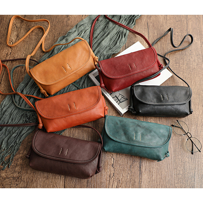 Italy Cowhide Leather Shoulder Bag | Small Vintage Shoulder Bag | Natural Leather Purse | Handmade Leather Bag | Gift for Her