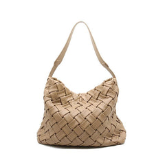 Handmade Soft Vegan Leather Woven Tote Bag for Women, Large Minimalist Commuter Shoulder Bag with Inner Pouch