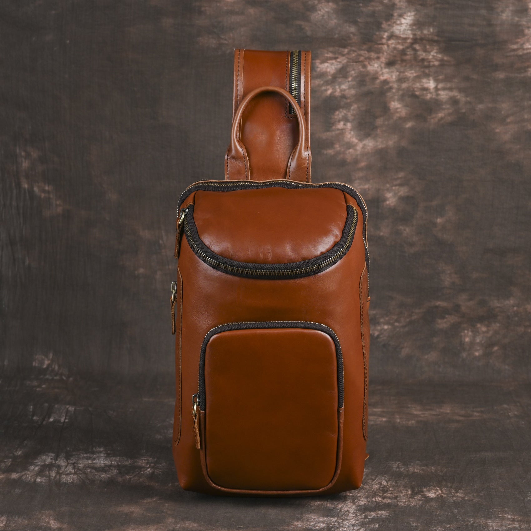 Men's Crazy Horse Leather Vintage Sling Bag — Handmade 3-Way Carry Chest / Shoulder / Backpack