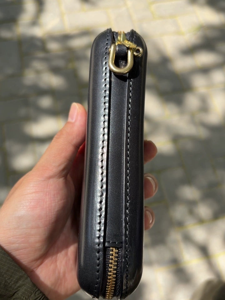 Vintage Leather Glasses Case | Cowhide Leather Zip Eyewear Case