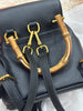 Handmade Cowhide Leather Mini Bamboo Convertible Backpack | Leather Drawstring Shoulder & Handbag for Women